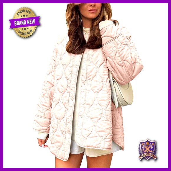 Oversized Quilted Lightweight Puffer Jacket Button Down Chic Minimal Outerwear